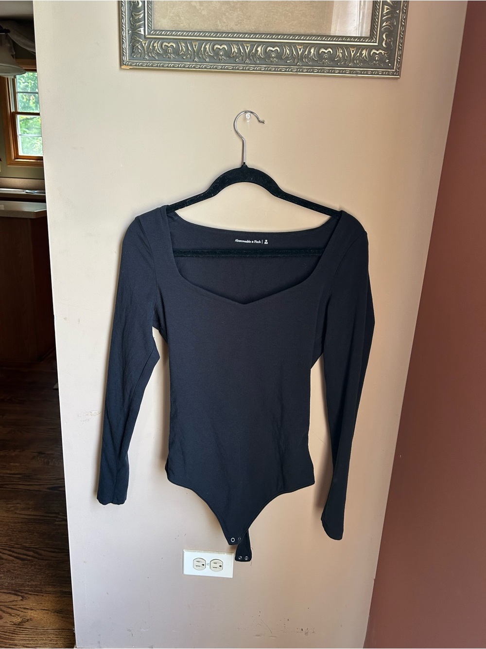 Abercrombie Black Long-Sleeve Scoop Neck Bodysuit